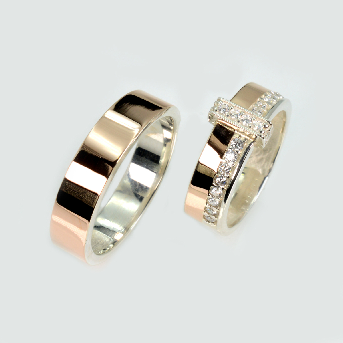 Пара обручальных колец из серебра (Обр2101к)