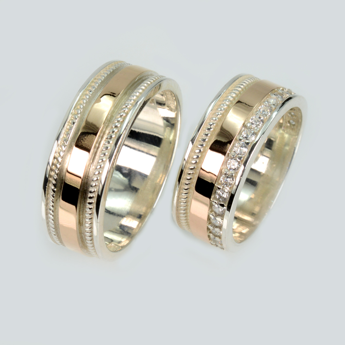 Пара обручальных колец из серебра (Обр2223)