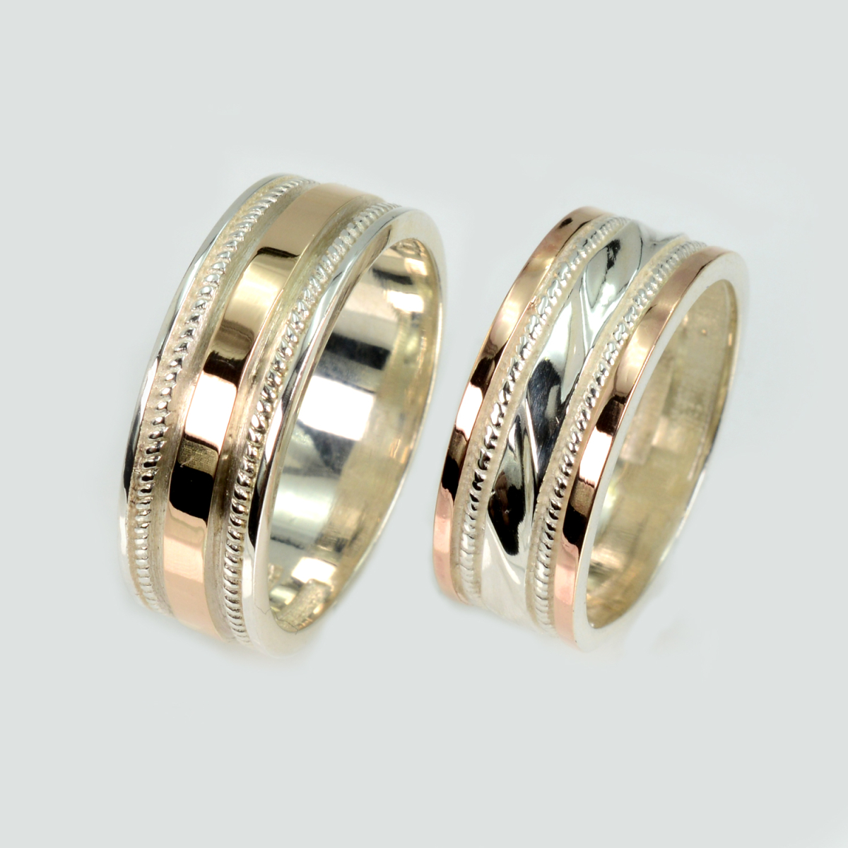 Пара обручальных колец из серебра с золотом (Обр22Обр42)