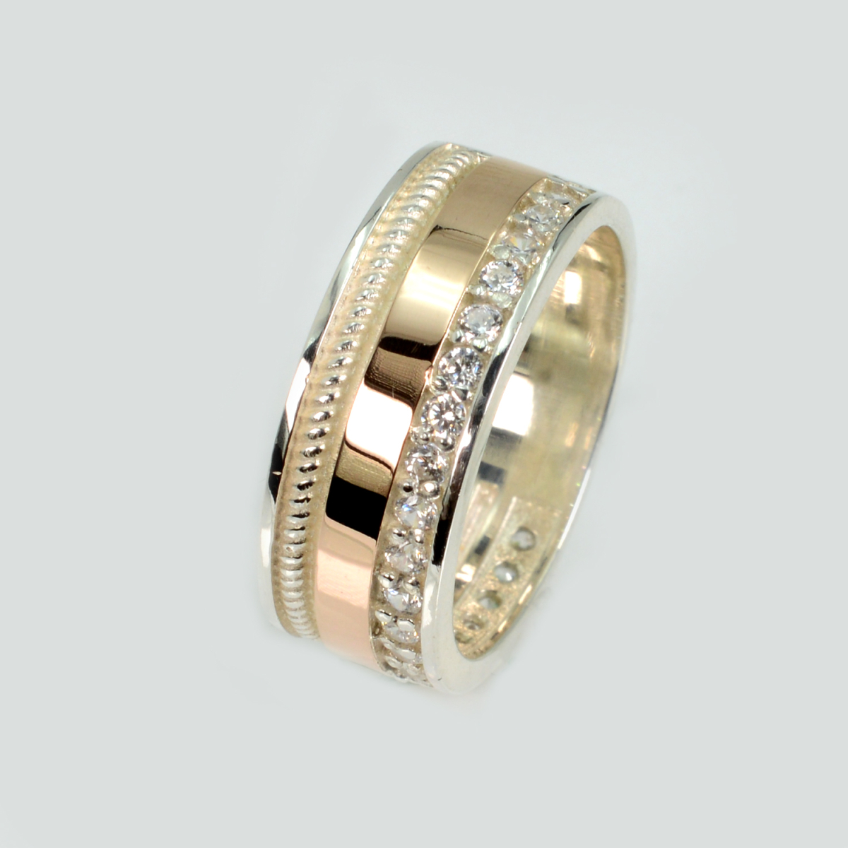 Обручальное кольцо из серебра с золотом (Обр23)