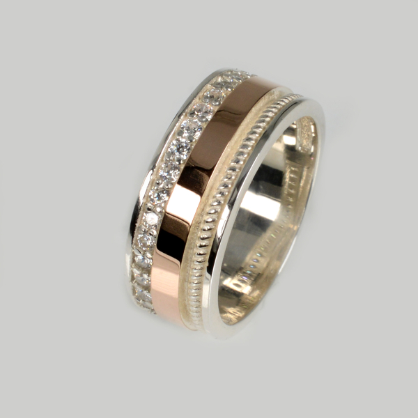 Обручальное кольцо из серебра с золотом (Обр23)