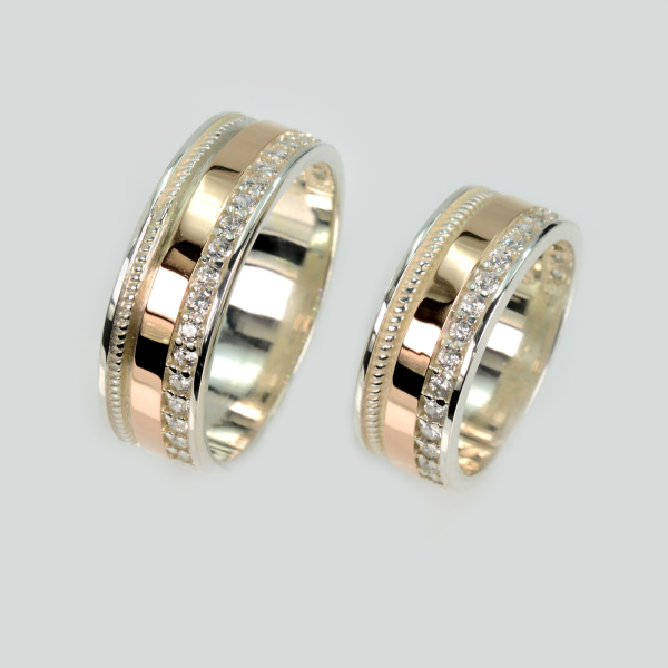 Обручальное кольцо из серебра с золотом (Обр23)