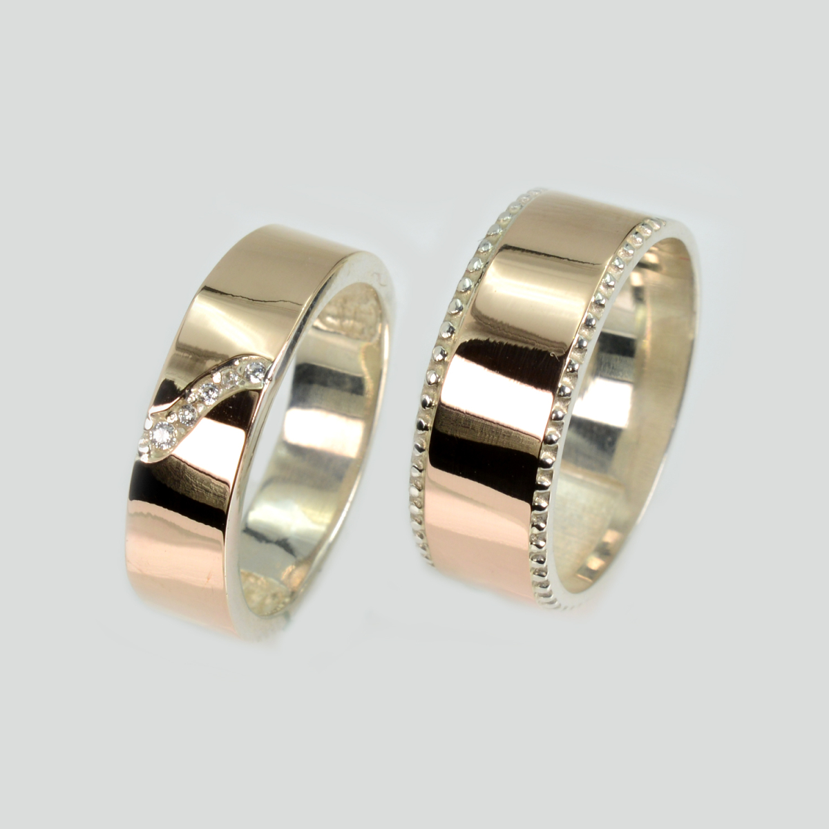 Пара обручальных колец из серебра с золотом (Обр30Обр24)