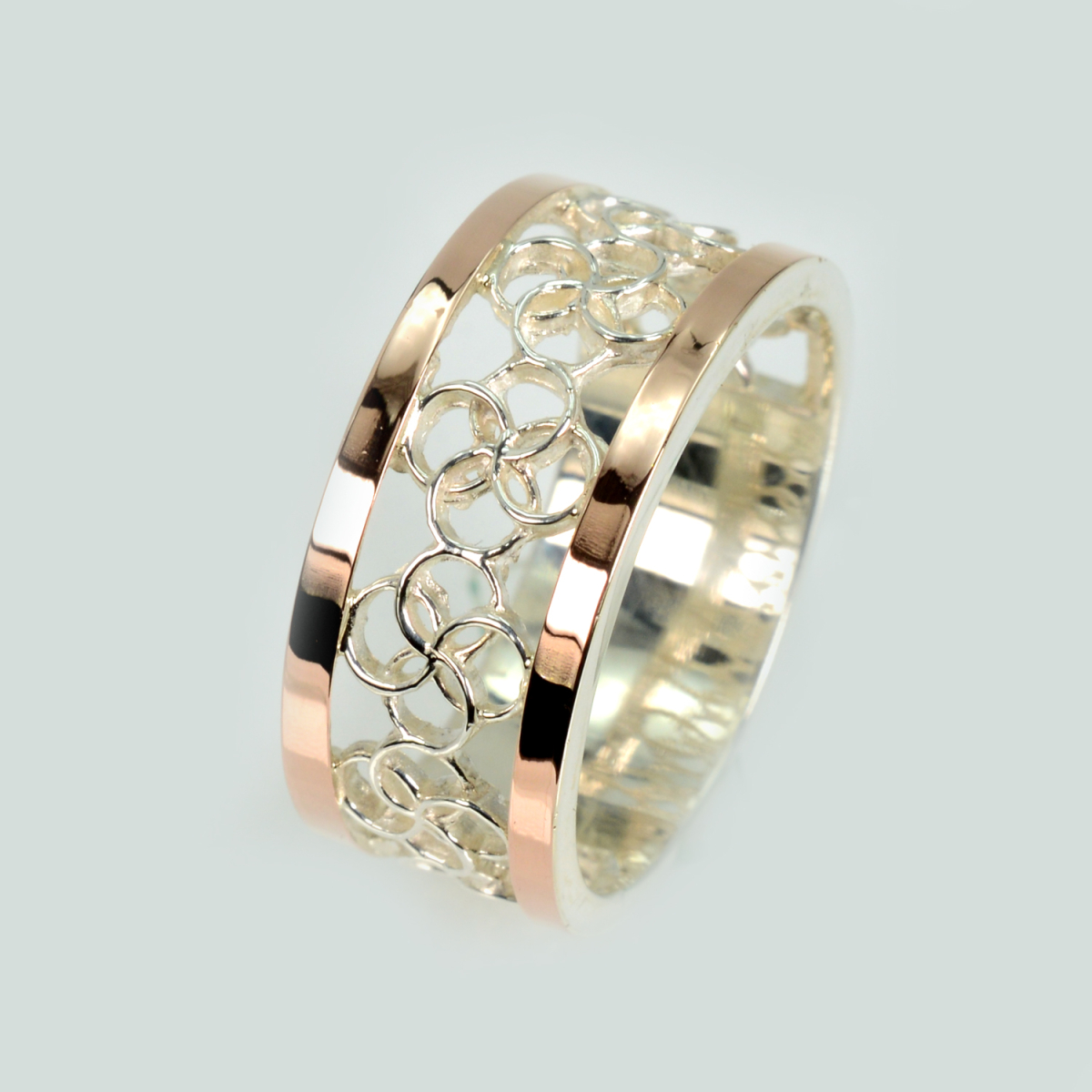 Обручальное кольцо из серебра с золотом (Обр27)