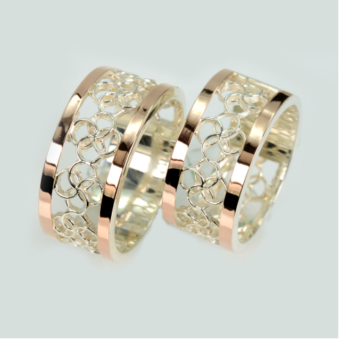 Пара срібних обручок з пластинами золота