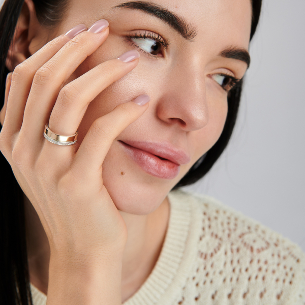 Обручальное кольцо из серебра и золота (Обр28)