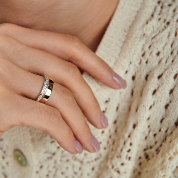 Обручальное кольцо из серебра и золота (Обр28)