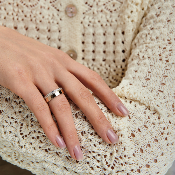 Обручальное кольцо из серебра и золота (Обр28)