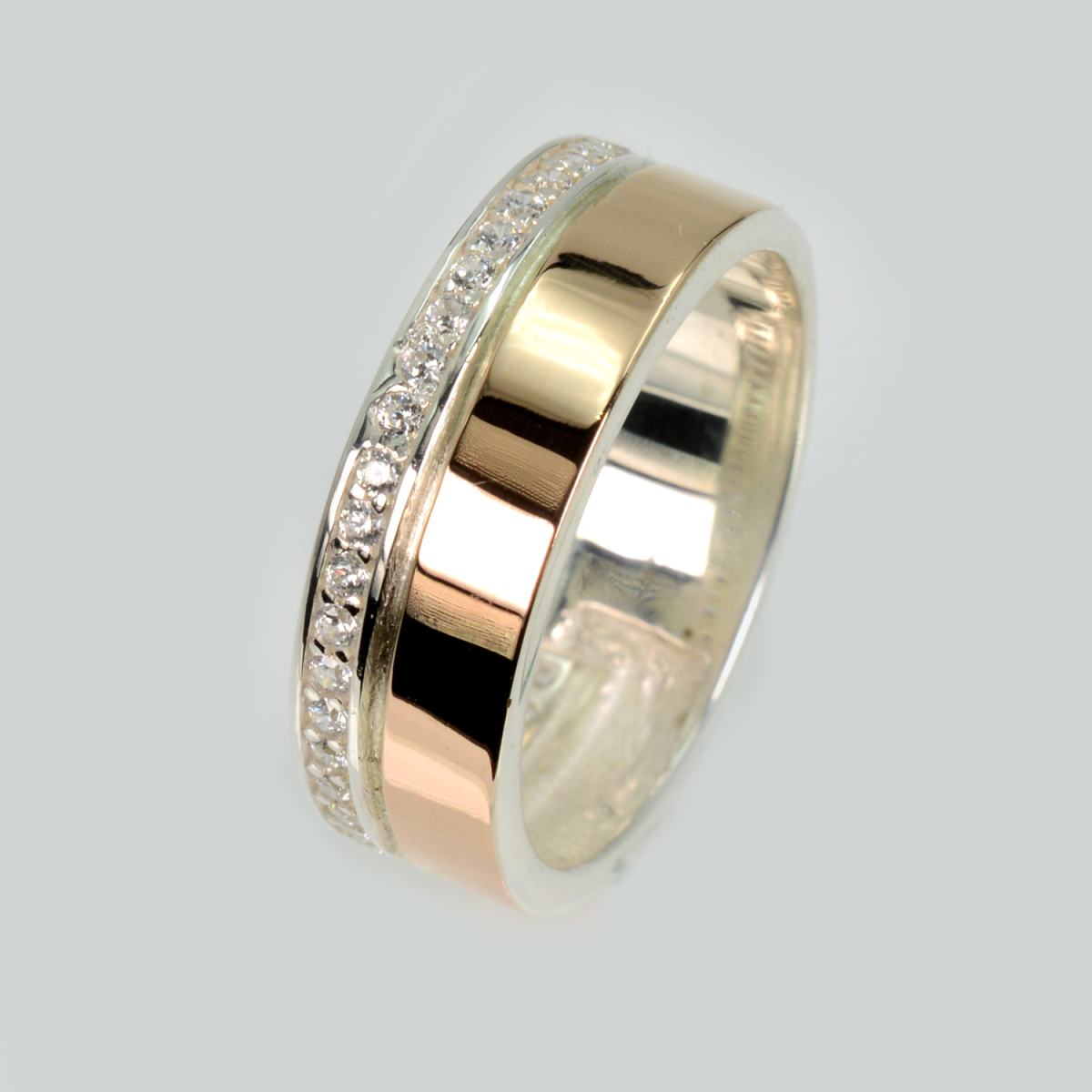 Обручальное кольцо из серебра и золота (Обр28)