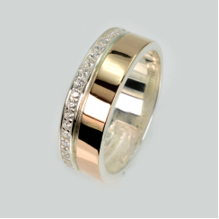 Обручка срібло з золотом