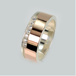 Обручка срібло з золотом