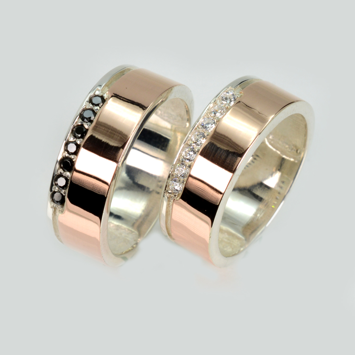 Пара срібних обручок з пластинами золота (Обр29Обр29)