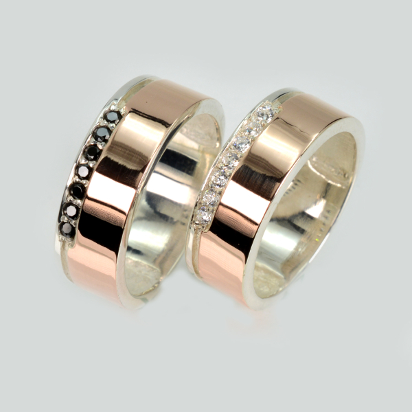 Обручальное кольцо из серебра и золота (Обр29)