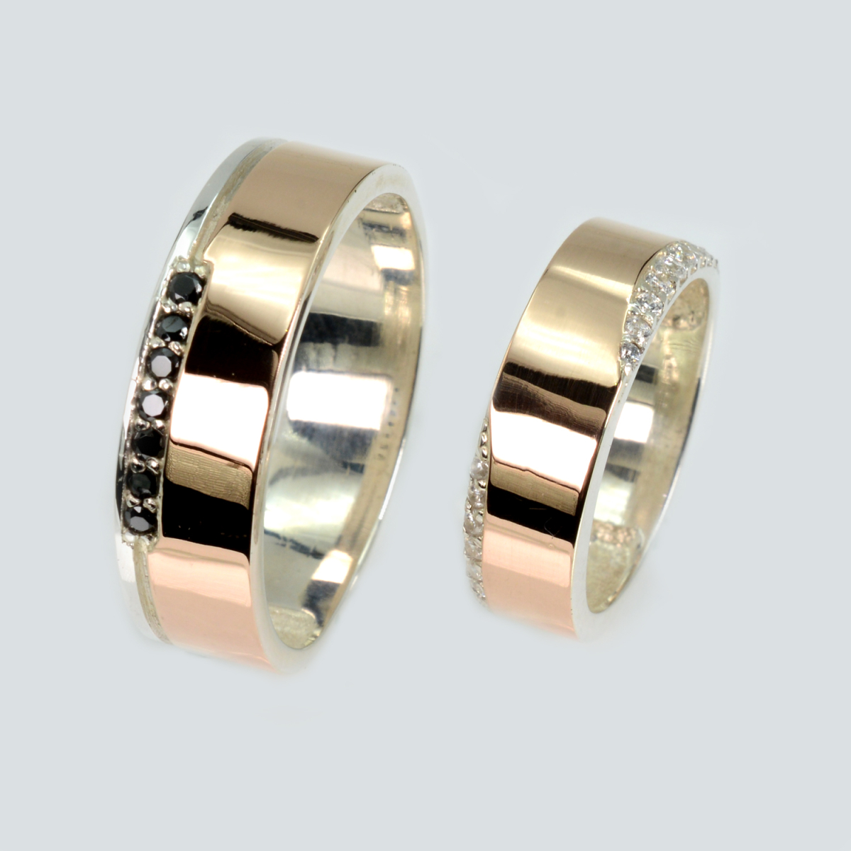 Пара обручальных колец из серебра с золотом (Обр29Обр32)