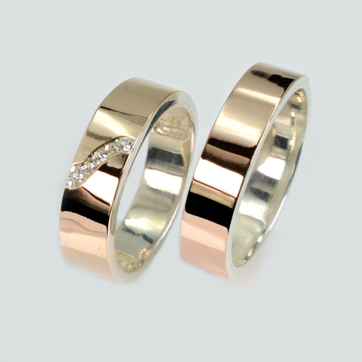 Пара обручальных колец из серебра с золотом (Обр30Обр2)
