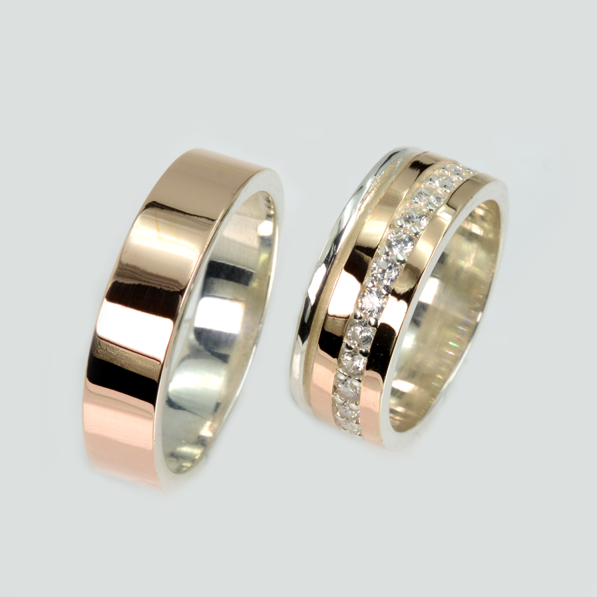 Пара серебряных обручальных колец (Обр2Обр9)