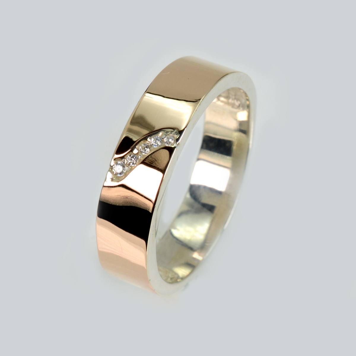 Обручальное кольцо из серебра с золотом (Обр30)