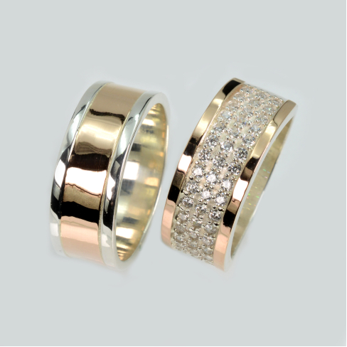 Пара обручальных колец из серебра