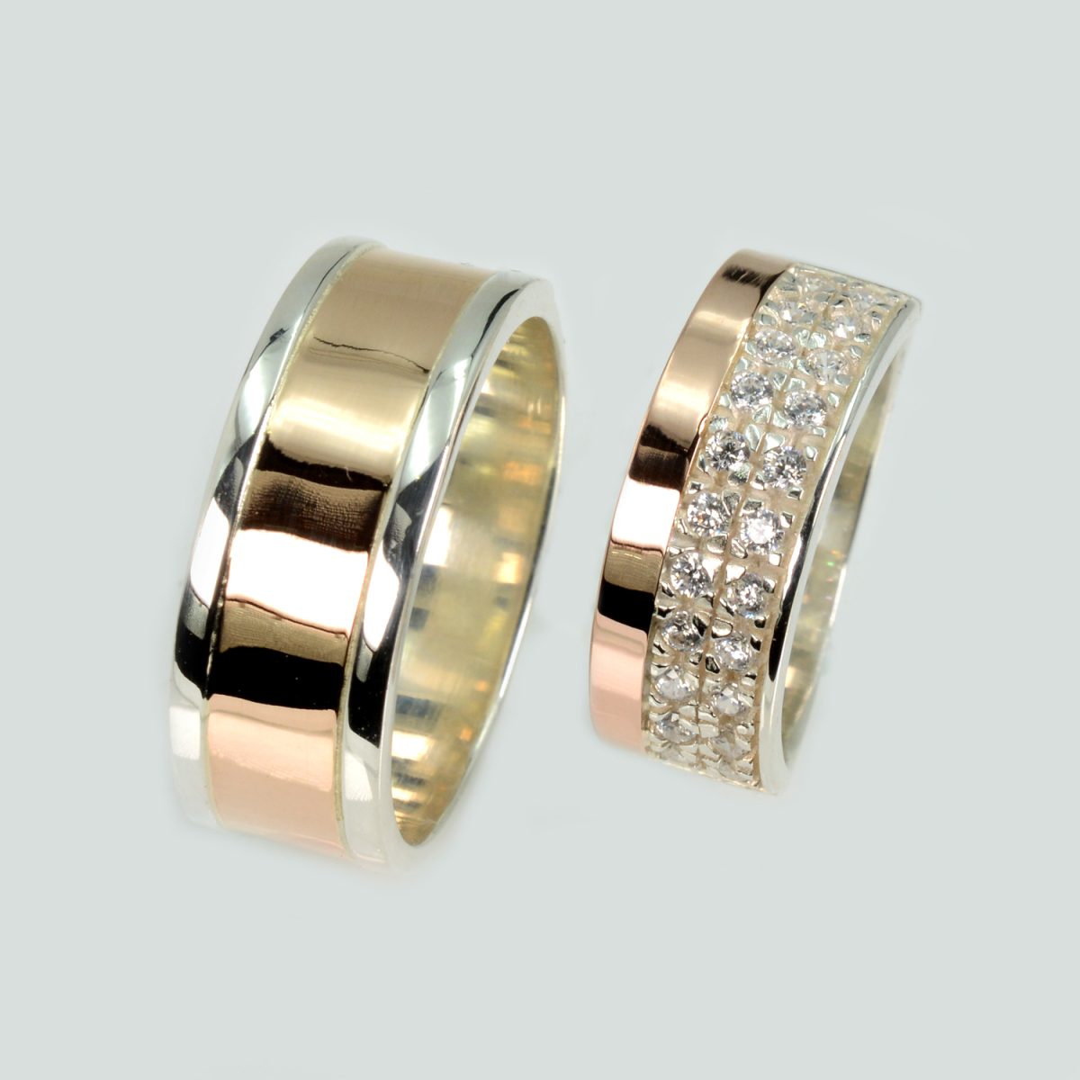 Пара серебряных обручальных колец (Обр3017к)