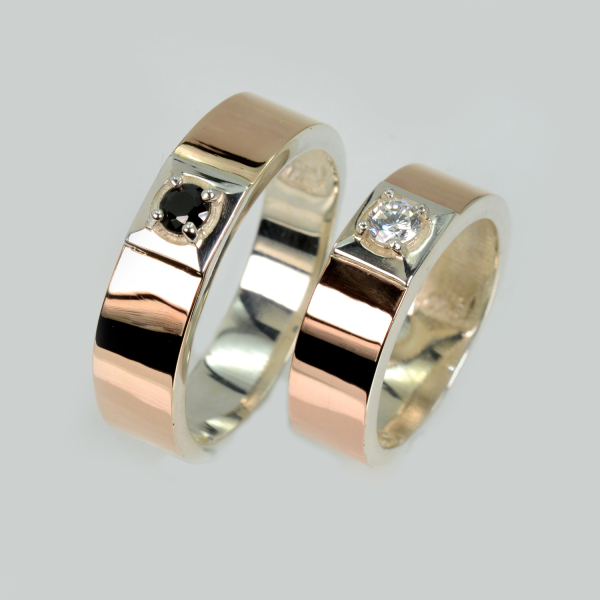 Обручальное кольцо из серебра и золота (Обр31)