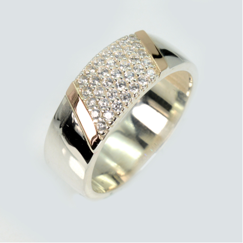 Обручальное кольцо из серебра и золота