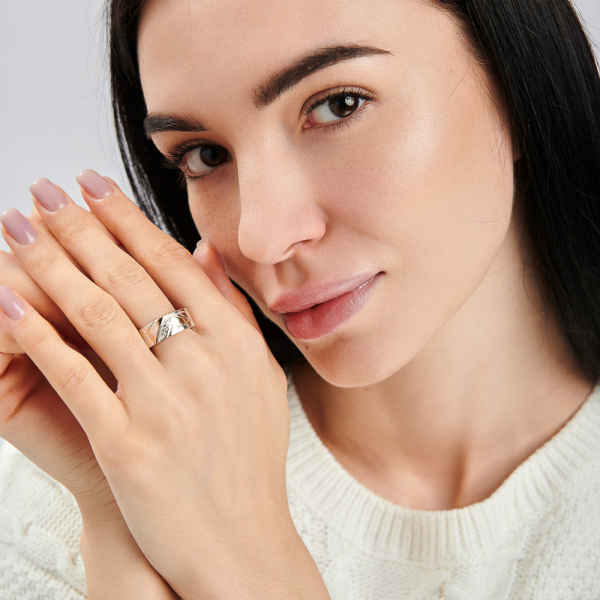 Обручальное кольцо из серебра и золота (Обр34)