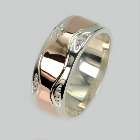 Обручка срібло з золотом