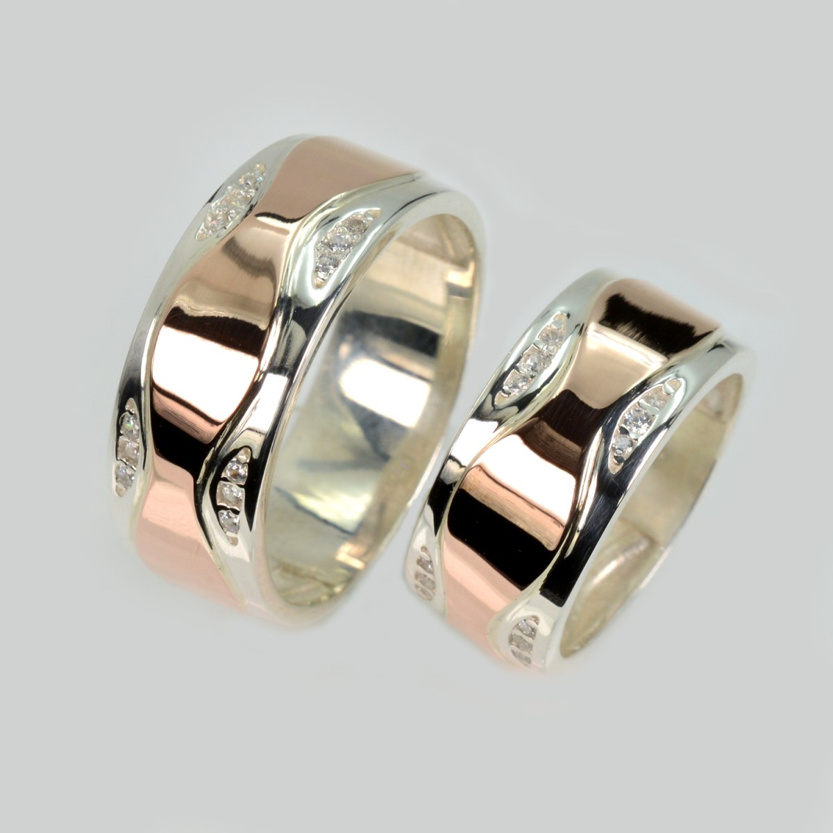 Пара срібних обручок з пластинами золота (Обр36Обр36)