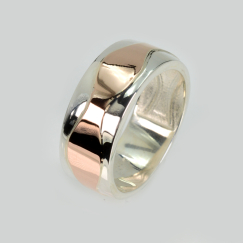 Обручка срібло з золотом