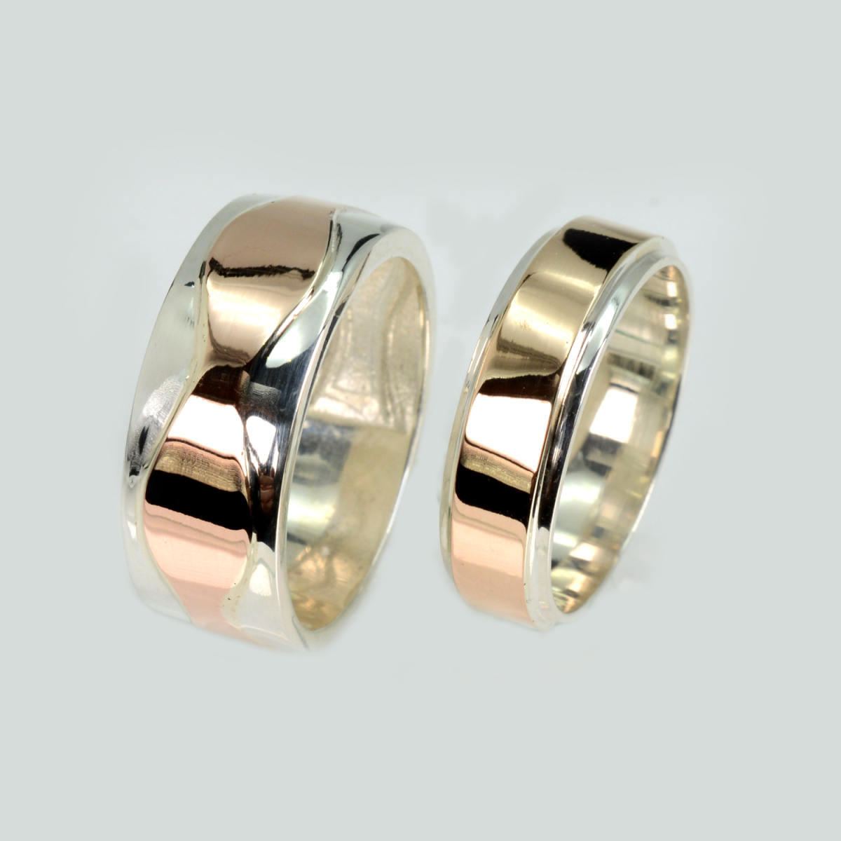 Пара обручальных колец из серебра с золотом (Обр37Обр5)