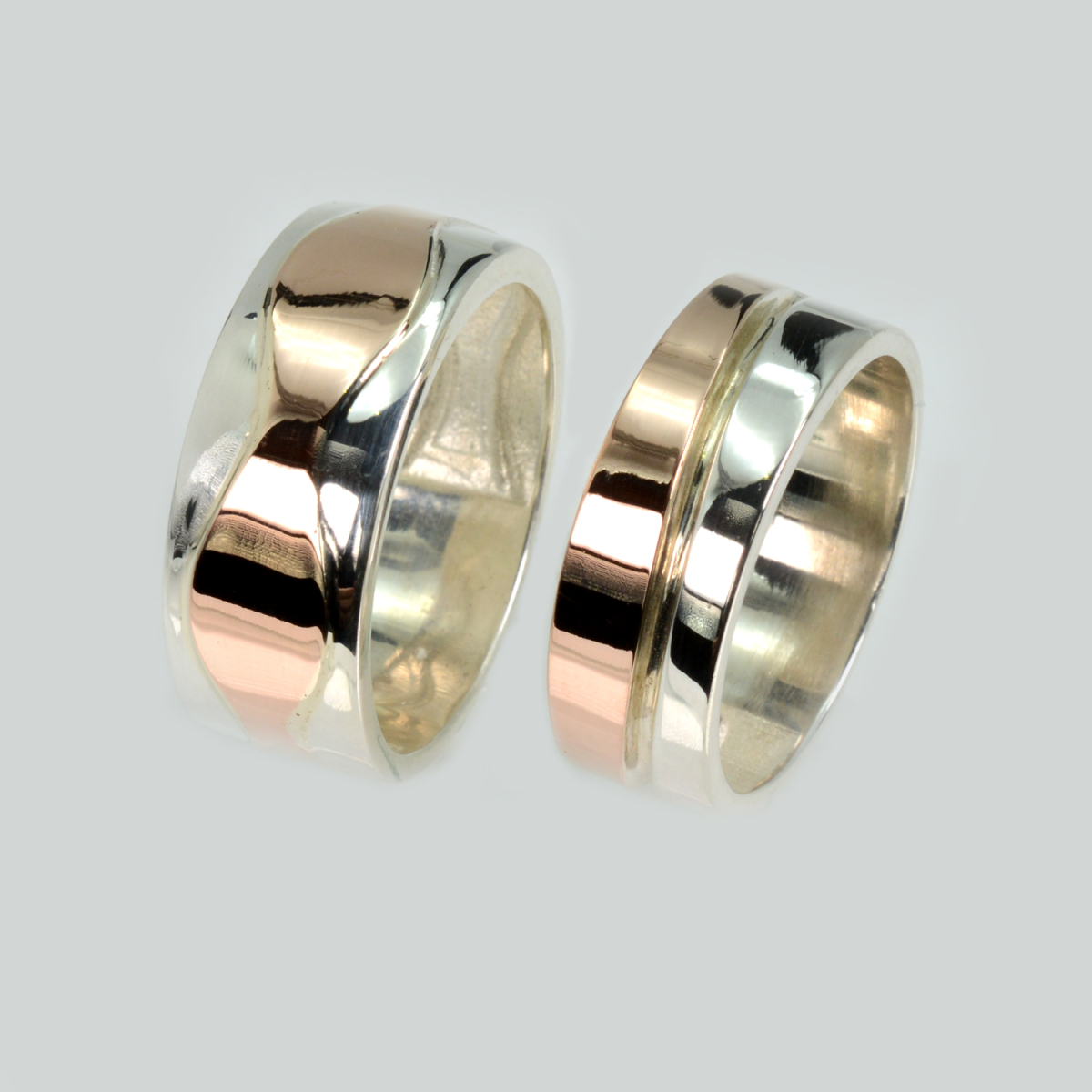 Пара обручальных колец из серебра с золотом (Обр37Обр8)