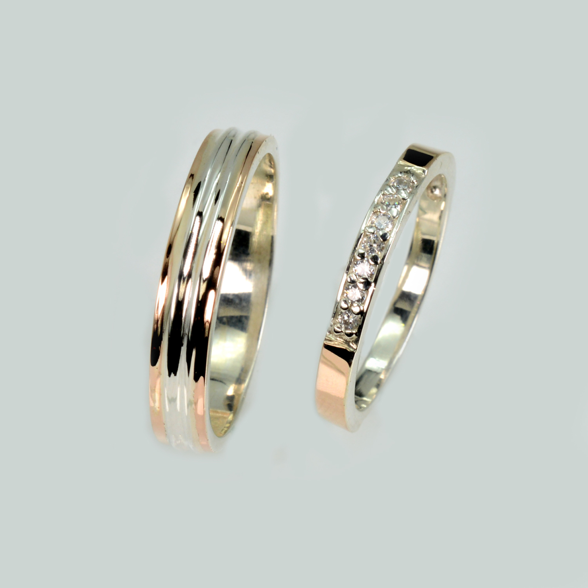 Пара обручальных колец из серебра с золотом (Обр40052к)