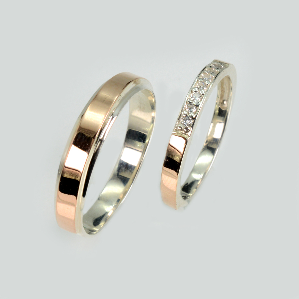 Пара обручальных колец из серебра (Обр4052к)