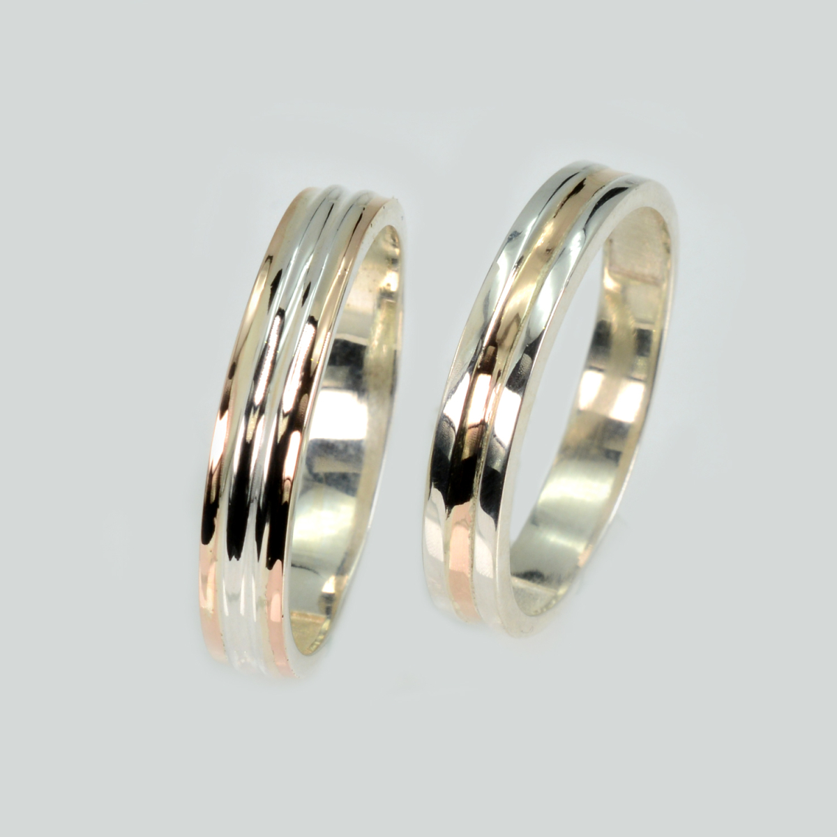 Пара обручальных колец из серебра с золотом (Обр40Обр39)