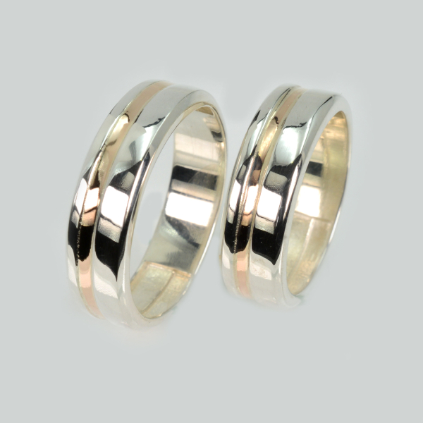 Обручальное кольцо из серебра и золота (Обр41)