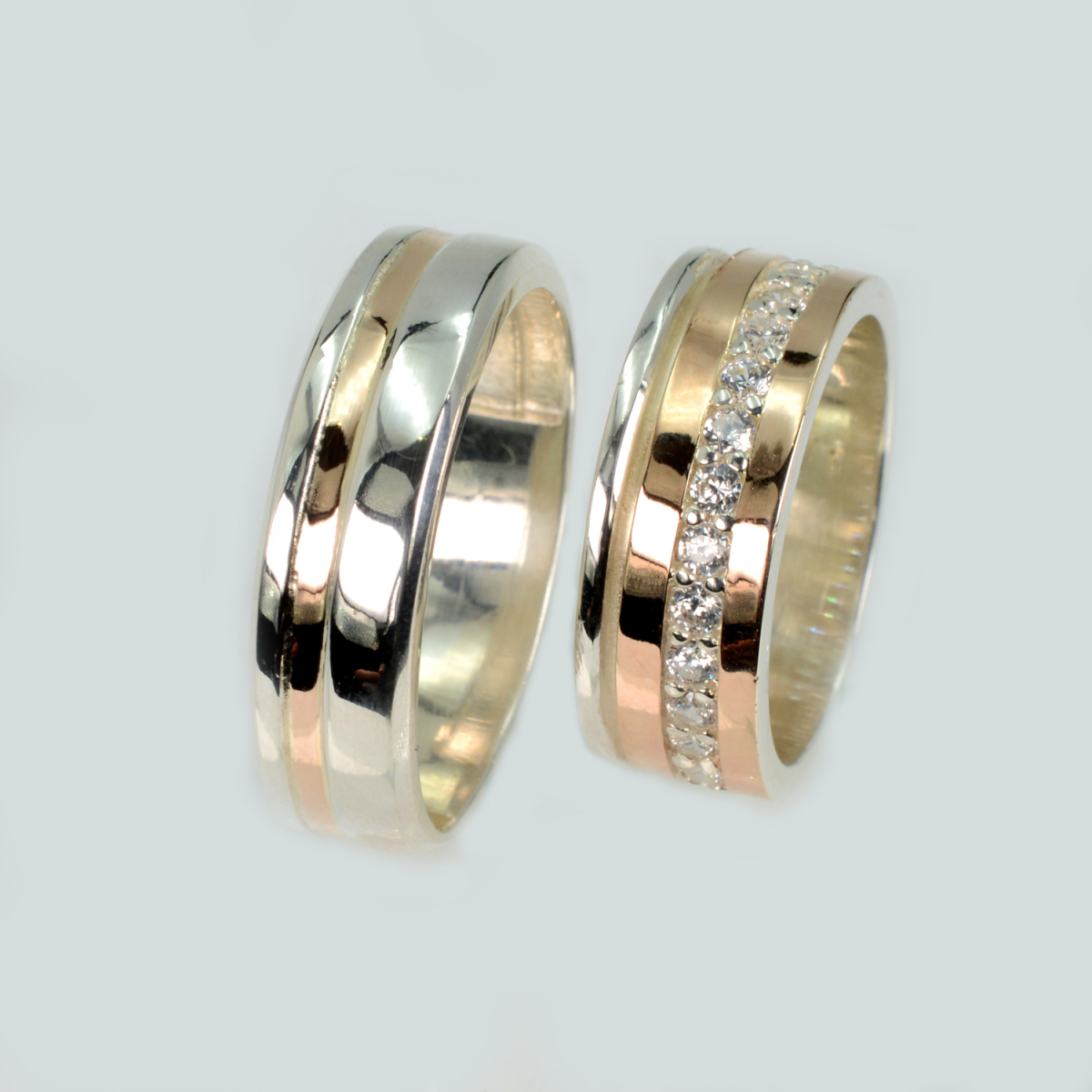 Пара срібних обручок з золотом (Обр9Обр41)