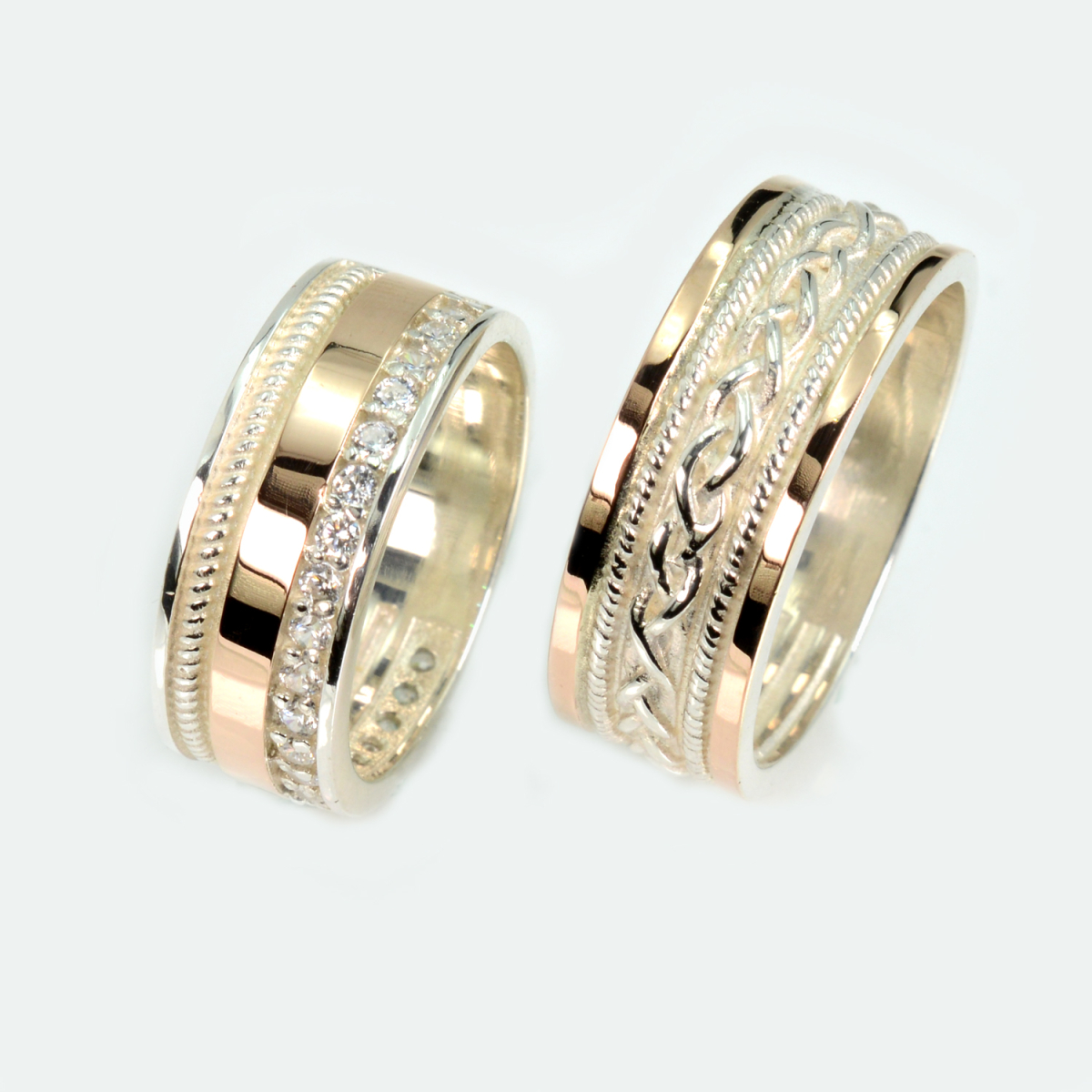 Пара обручальных колец из серебра с золотом (Обр23Обр43)