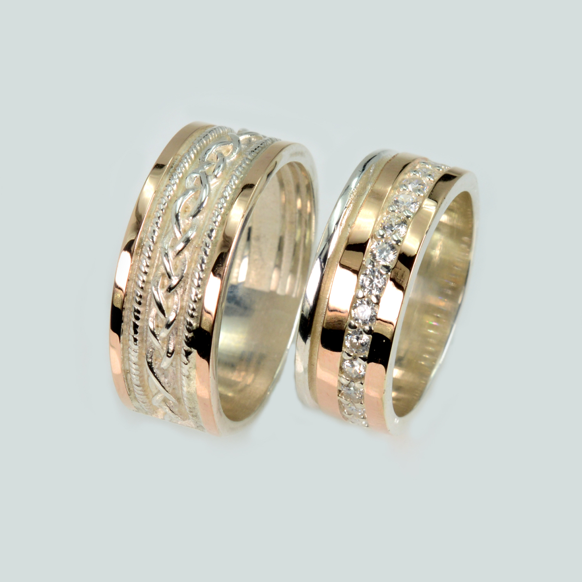 Пара срібних обручок з золотом (Обр9Обр43)