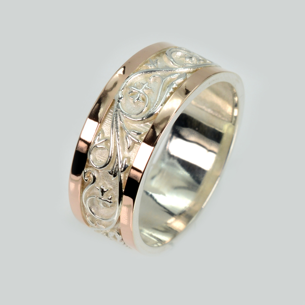 Обручальное кольцо из серебра и золота (Обр44)