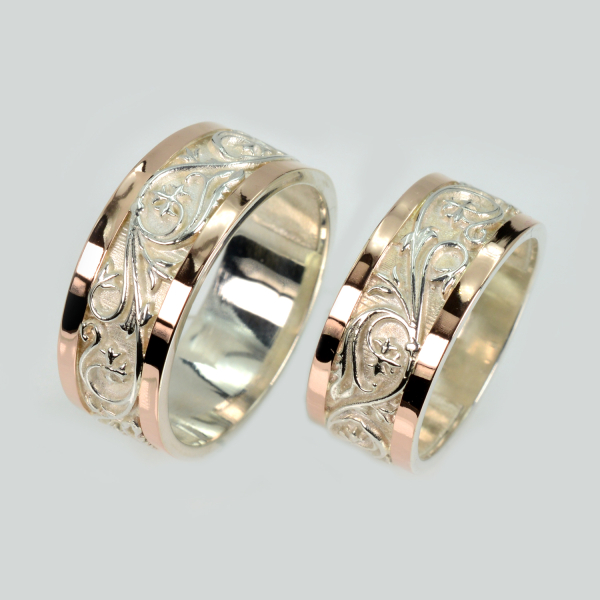 Обручальное кольцо из серебра и золота (Обр44)