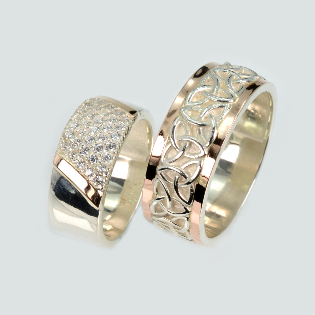 Пара обручальных колец из серебра с золотом (Обр33Обр45)