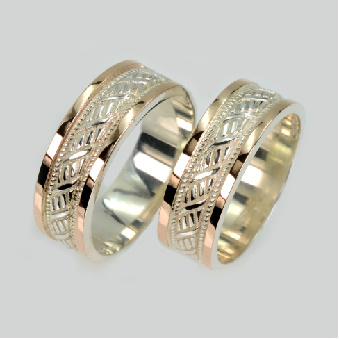 Пара срібних обручок з пластинами золота