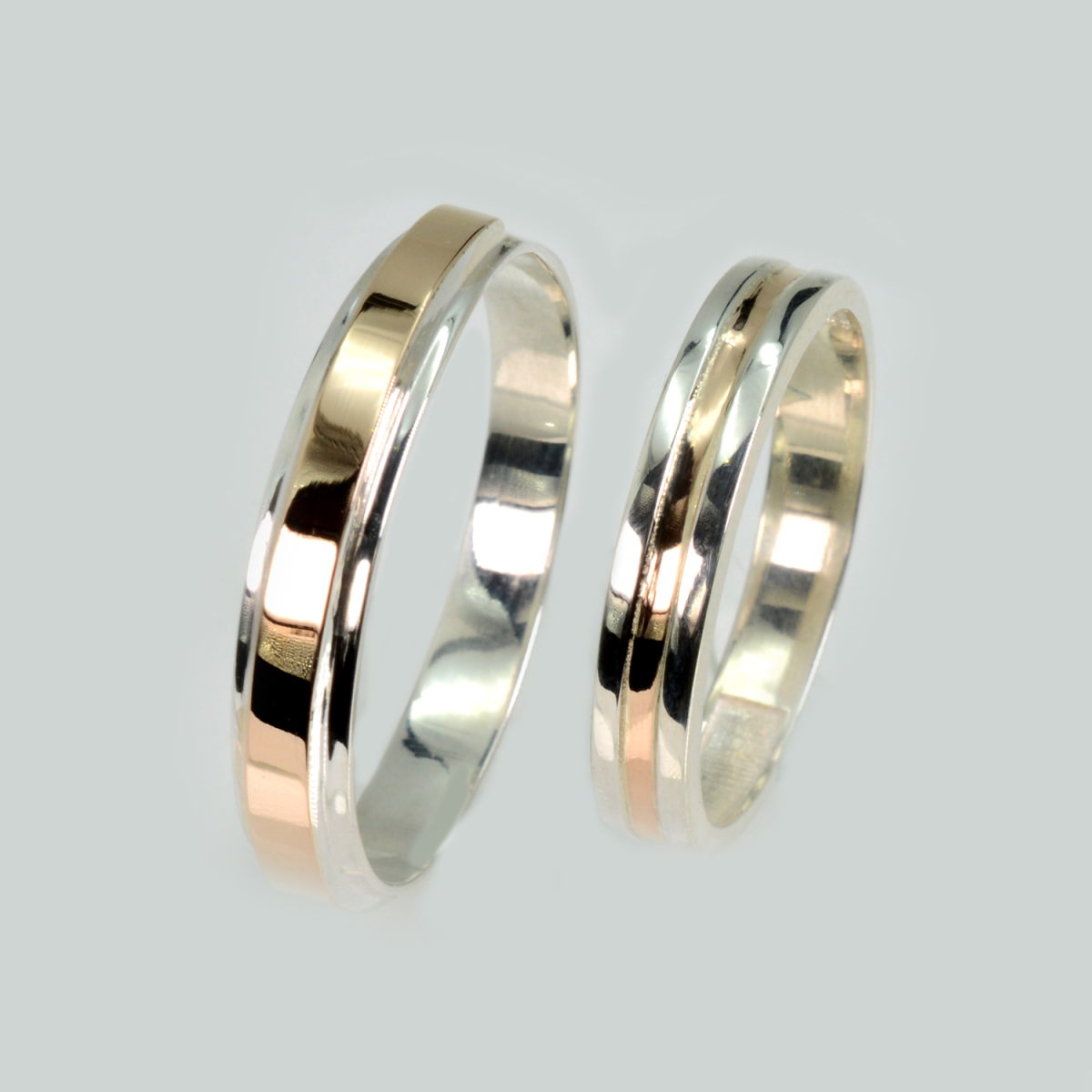 Пара обручальных колец из серебра с золотом (Обр4Обр39)