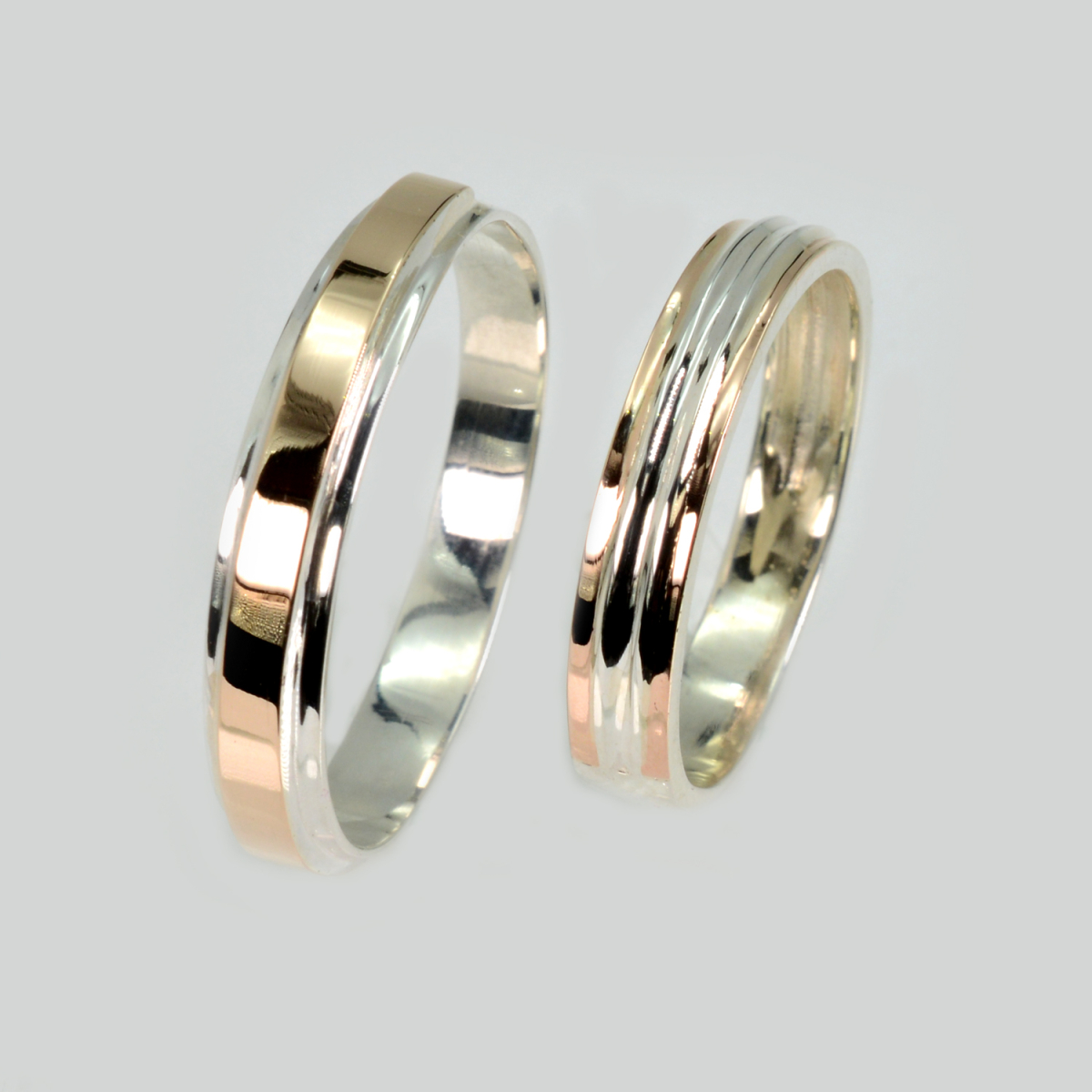 Пара обручальных колец из серебра с золотом (Обр4Обр40)