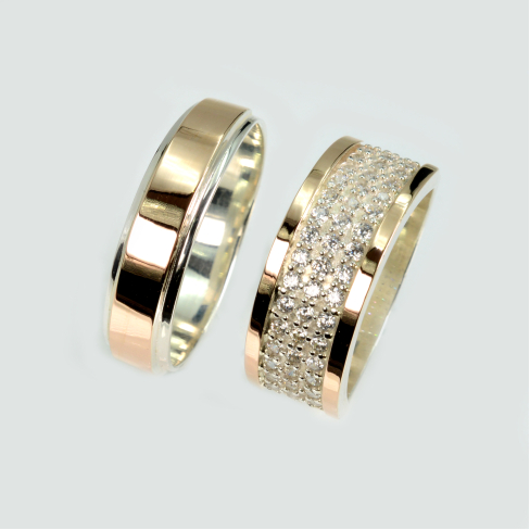 Пара обручальных колец из серебра