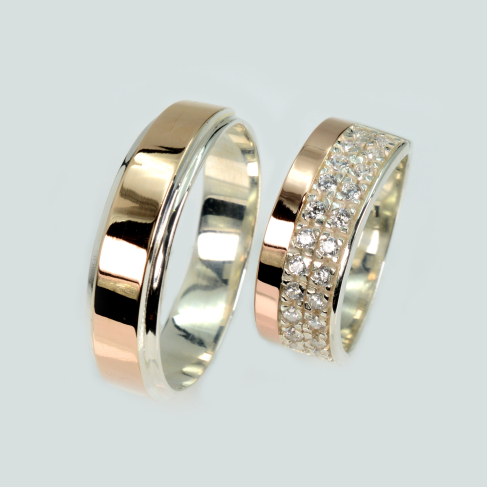 Пара серебряных обручальных колец