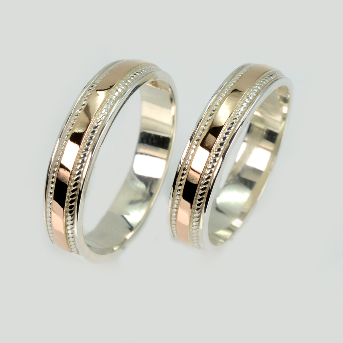 Пара срібних обручок з пластинами золота (Обр50Обр50)