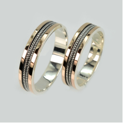 Пара срібних обручок з пластинами золота