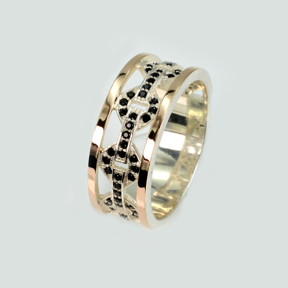 Обручальное кольцо с золотыми пластинами (Обр58)