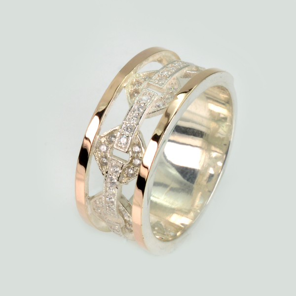 Обручальное кольцо с золотыми пластинами (Обр58)